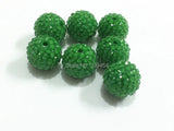 20mm Dark Green Beads With Rhinestone Ball Beads, 100pcs