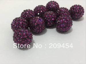 20mm 100pcs Dark Purple Resin Rhinestone Ball Beads for Kids Jewelry Making