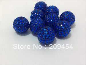 20mm 100pcs Deep Blue Resin Rhinestone Ball Beads for Kids Jewelry Making