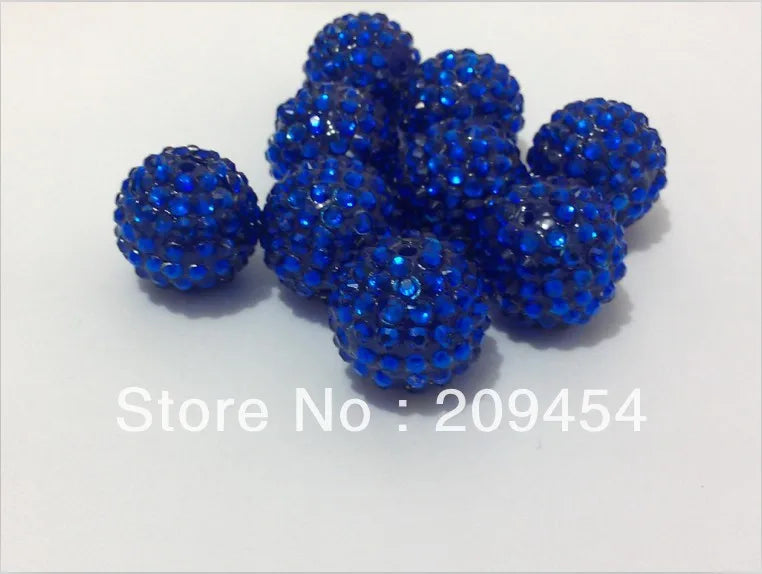 20mm 100pcs Deep Blue Resin Rhinestone Ball Beads for Kids Jewelry Making