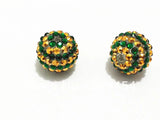 20mm 100pcs/lot Dark Green Striped Resin Rhinestone Ball Beads