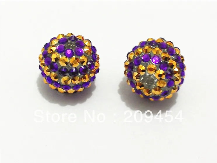 20mm 100pcs Purple Striped Rhinestone Ball Beads for Jewelry Making