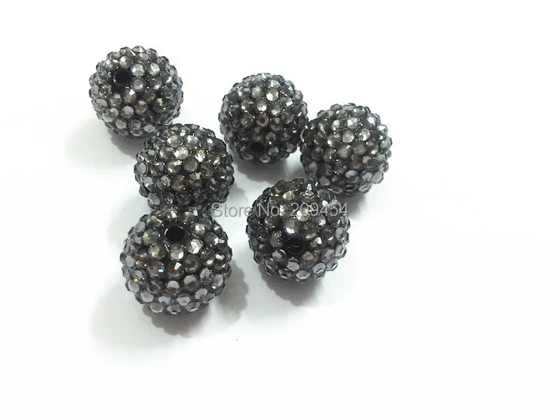 20mm 100pcs Grey Rhinestone Beads, Chunky Beads For Kids Jewelry