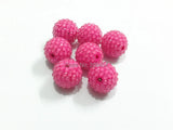 20mm 100pcs/lot Hotpink Solid Beads With Clear Resin Rhinestone Ball