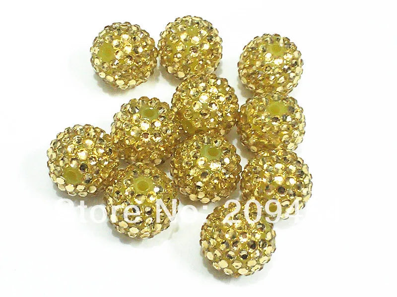Light Champagne Resin Rhinestone Ball Beads 100pcs/lot