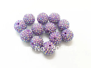 20mm 100pcs Light Purple AB Resin Rhinestone Ball Beads