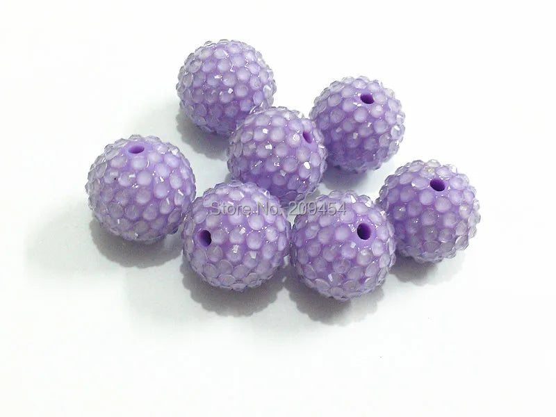 20mm 100pcs/lot Light Purple Resin Rhinestone Ball Beads