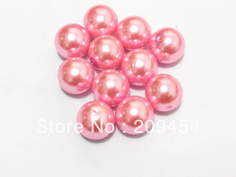 20mm Pink Chunky Round Pearl Acrylic Beads Lot