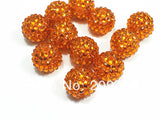 20mm 100pcs/lot Orange Resin Rhinestone Ball Chunky Beads
