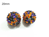 20mm 100pcs Orange /Purple /Black Resin Rhinestone Ball Beads For Jewelry Making
