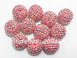 20mm Pink Resin Rhinestone Ball Beads, Chunky Beads For Kids Jewelry Making