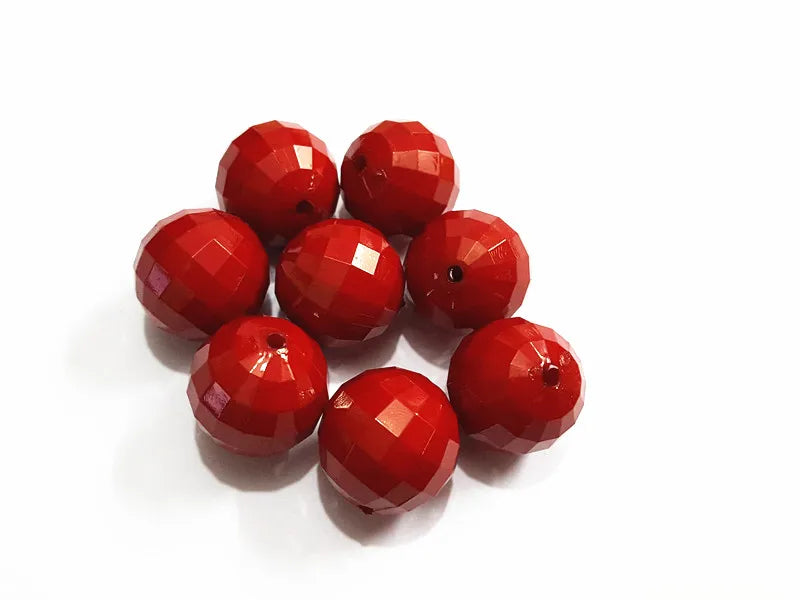 100pcs Red Acrylic Faceted Beads 20mm