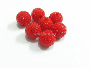 20mm 100pcs Red Resin Rhinestone Ball Beads, Chunky Beads for Kids Jewelry