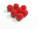 20mm 100pcs Red Resin Rhinestone Ball Beads, Chunky Beads for Kids Jewelry