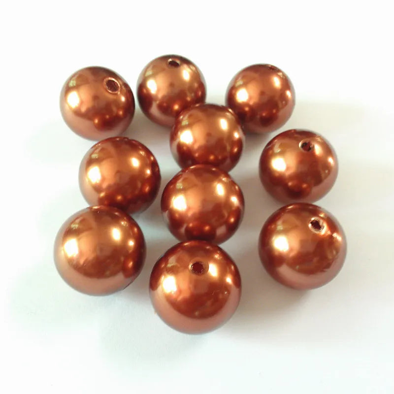 20mm 100pcs Rust Chunky Round Pearl Acrylic Beads For Kids Jewelry Making