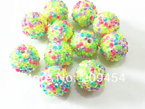 20mm 100pcs Spring Resin Rhinestone Ball Chunky Beads