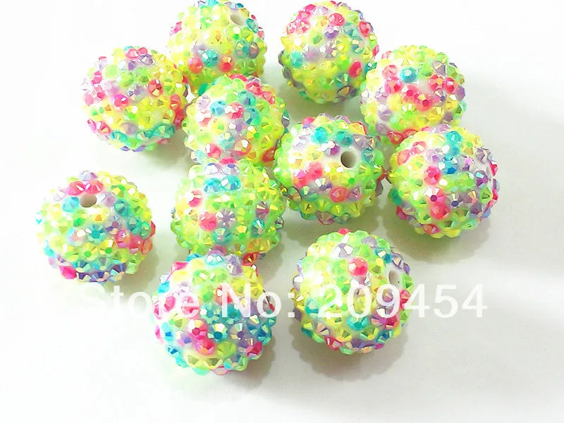 20mm 100pcs Spring Resin Rhinestone Ball Chunky Beads