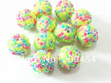 20mm 100pcs Spring Resin Rhinestone Ball Chunky Beads