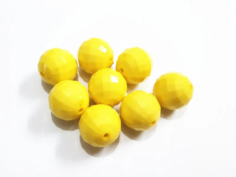 20mm 100pcs Yellow Acrylic Faceted Beads