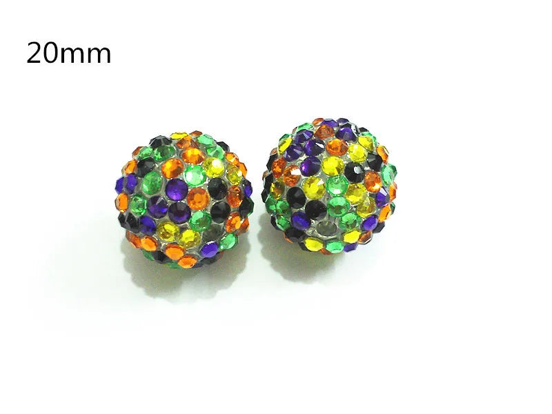 20mm 100pcs/lot Mixed Resin Rhinestone Ball Beads for Chunky Kids Jewelry