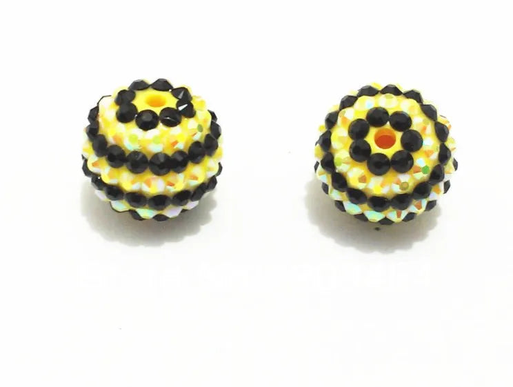Yellow Stripe Resin Ball Beads 20mm 100pcs