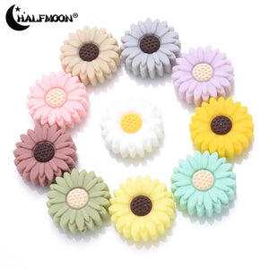 10Pcs Cartoon Flower Silicone Chew Beads for Jewelry Making