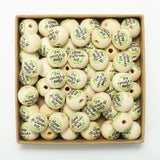 20mm 20Pcs Irish St. Patrick's Wooden Bead Round Balls Jewelry
