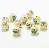 20mm 20Pcs Irish St. Patrick's Wooden Bead Round Balls Jewelry