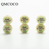20mm 20Pcs Irish St. Patrick's Wooden Bead Round Balls Jewelry