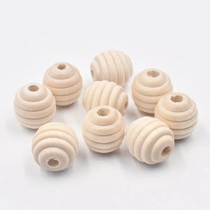 20mm 20Pcs Natural Wooden Round Beads Crafts Jewelry Kid's Toys