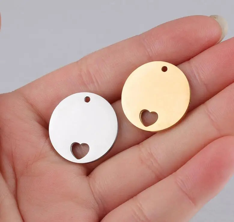 20mm Stainless Steel Heart Stamping Blanks 20pc DIY Charm Pendant