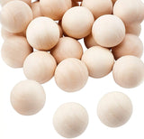 Natural Wooden Balls Unfinished No Hole Wood Beads for Crafts DIY Jewelry Making