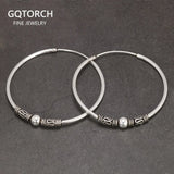 925 Sterling Silver Hoop Earrings for Women Vintage Retro Antique Style Jewelry