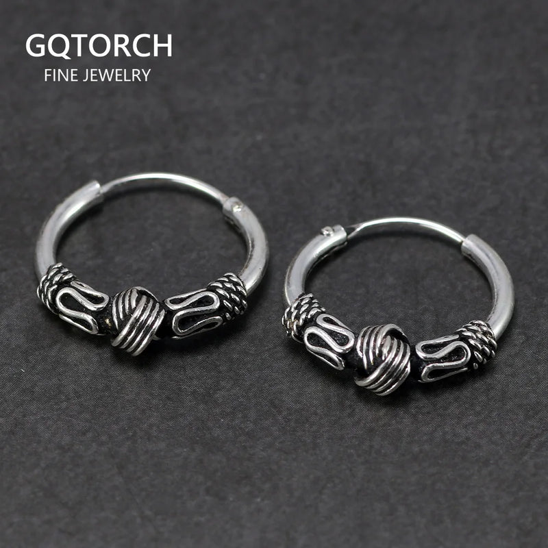 925 Sterling Silver Hoop Earrings Antique Circle Earrings for Women