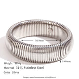 Chunky Wide Silver Arm Bracelet Bangle 18K Plated Stainless Steel Women