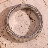 Chunky Wide Silver Arm Bracelet Bangle 18K Plated Stainless Steel Women