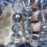 20mm Clear Faceted Round Crystal Spacer Beads