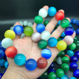 Colorful Cat Eye Stone Bracelet Men Women Healing Gemstone Green Opal Bead