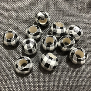 20mm Wood Beads Red Checkered Decoration 10Pcs