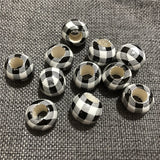 20mm Wood Beads Red Checkered Decoration 10Pcs