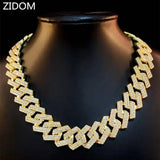 20mm Iced Out Rhinestone Chain Necklace Hip Hop Cuban Chains