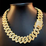 20mm Iced Out Rhinestone Chain Necklace Hip Hop Cuban Chains