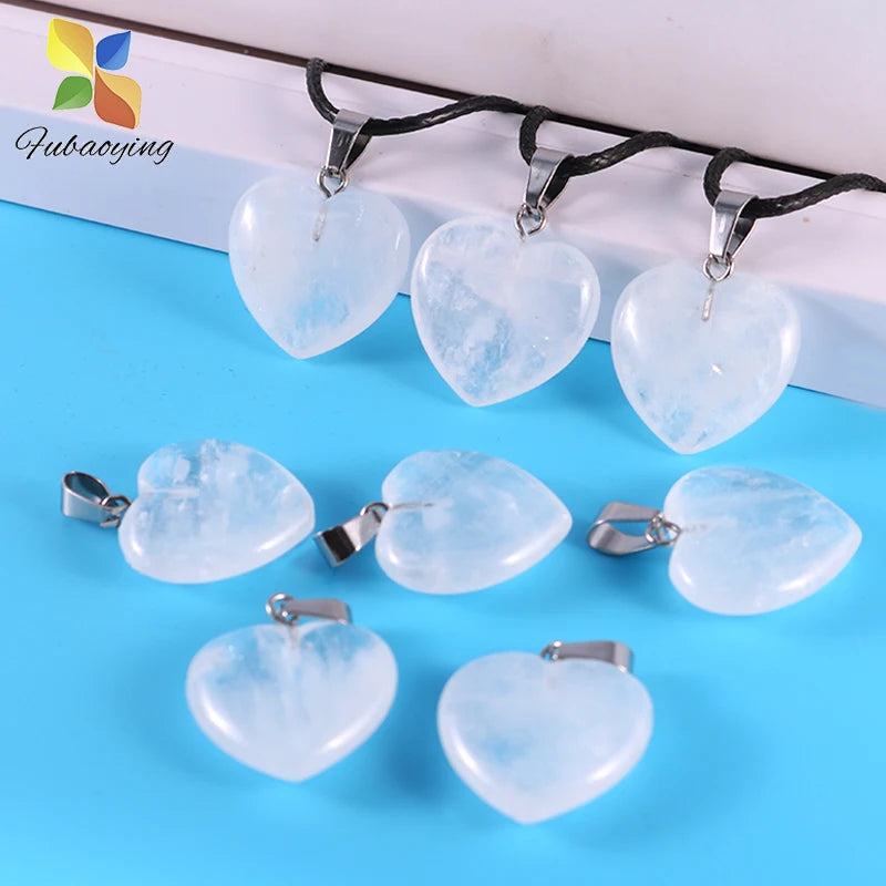 20mm Love Heart Quartz Stone Pendants for DIY Jewelry Making