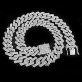 20mm Rhinestone Hip Hop Chain Necklace Iced Out Cuban Chains