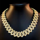 20mm Rhinestone Hip Hop Chain Necklace Iced Out Cuban Chains