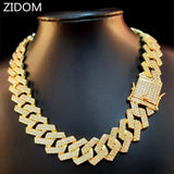 20mm Rhinestone Hip Hop Chain Necklace Iced Out Cuban Chains
