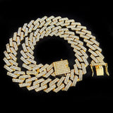 20mm Rhinestone Hip Hop Chain Necklace Iced Out Cuban Chains