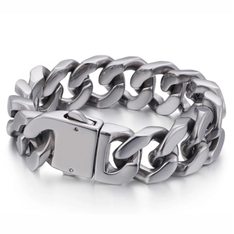 20mm Stainless Steel Men's Chunky Cuban Link Bracelet 8.5in