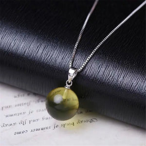 20mm Natural Red Amber Pendant Necklace for Women Men Love Gift