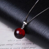 20mm Natural Red Amber Pendant Necklace for Women Men Love Gift